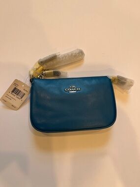 Coach Blue Leather Zip Wristlet